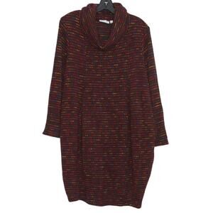 Vasna Sweater Dress Cowl Neck Cottage boho Cozy Casual Italy Burgundy Medium